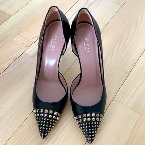 New Gucci black heels with silver studs